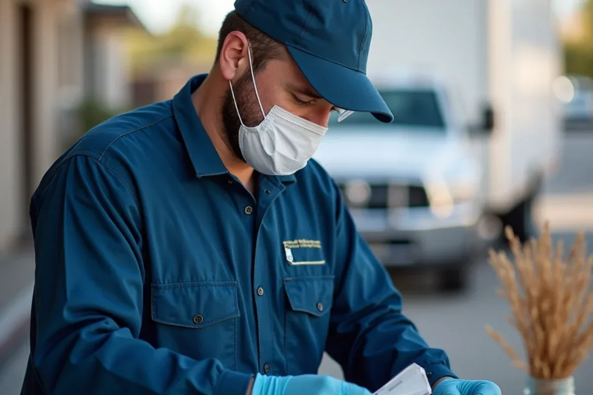Independent environmental inspector collecting air clearance sample inside containment zone