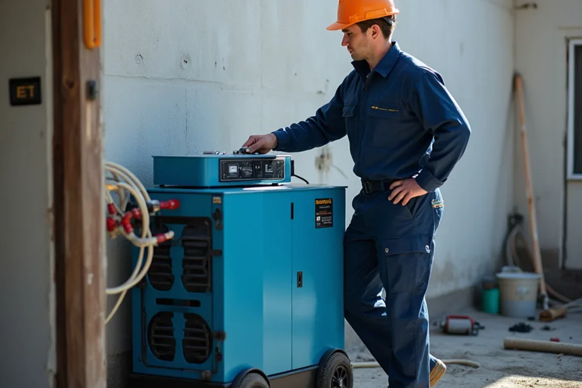 Commercial LGR dehumidifier pulling gallons of moisture out of indoor air in Ogden