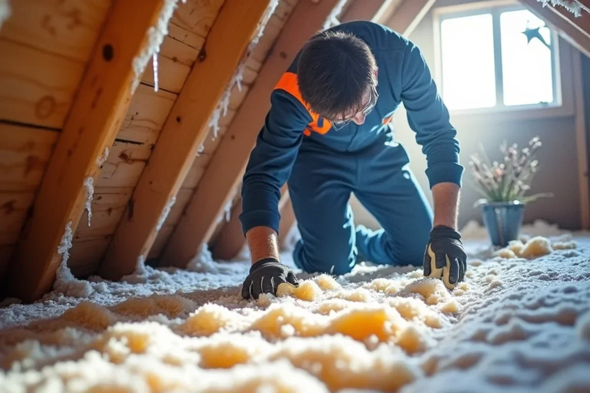 Frost melting on cold attic roof sheathing dripping moisture onto blown insulation