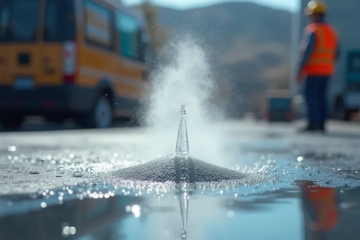 Graphic demonstrating sub-micron dry fog droplet bouncing off surface without wetting it