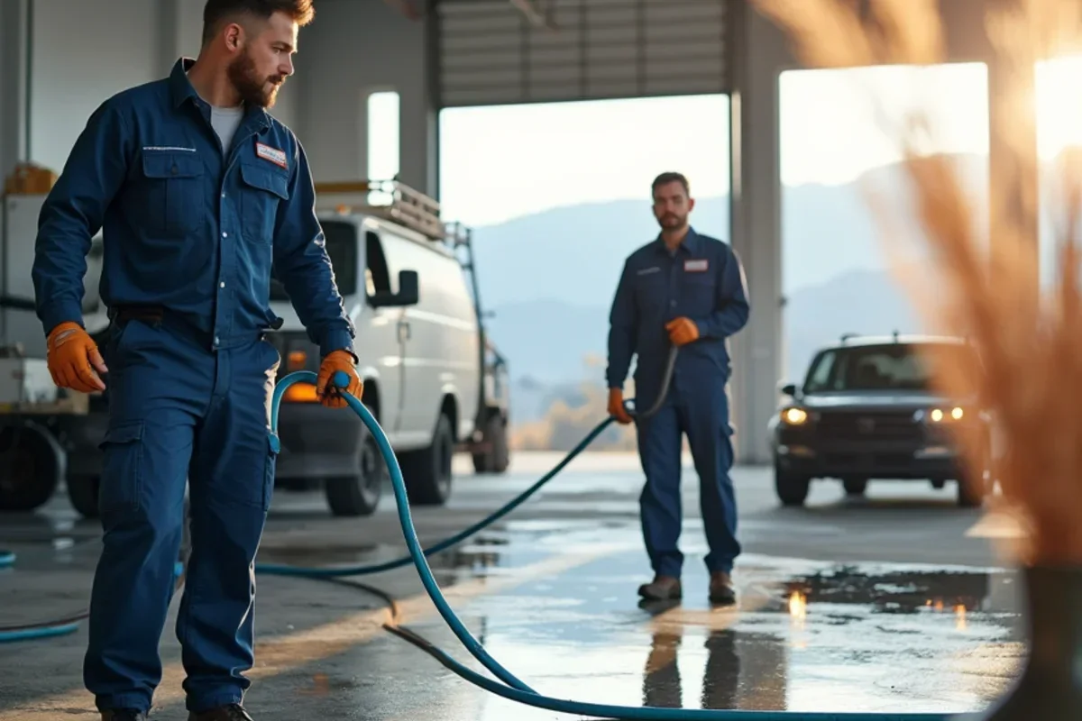 Commercial water extraction crew drying large industrial facility at Business Depot Ogden BDO