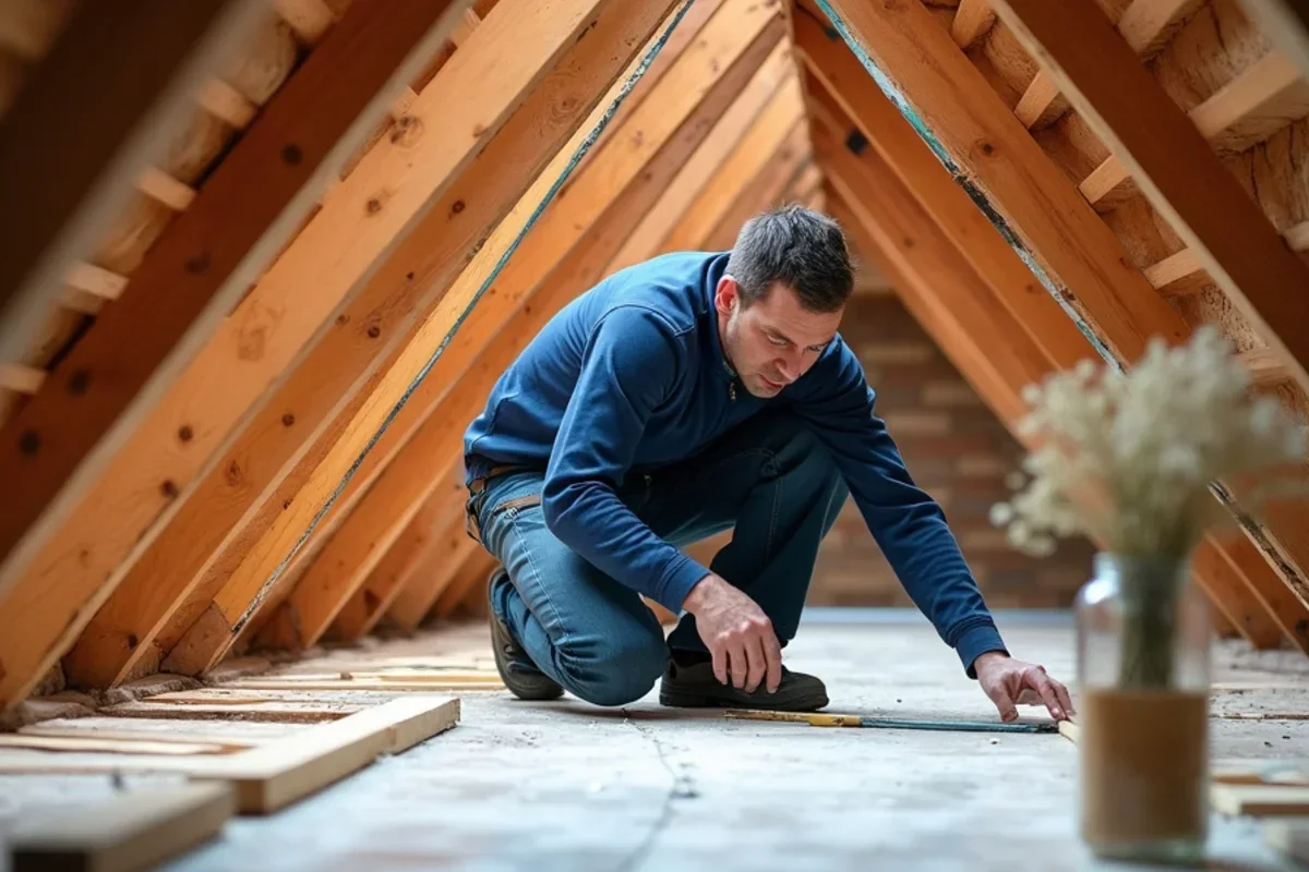 Roof rafters and attic sheathing treated with clear breathable fungicidal encapsulant