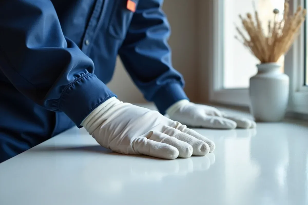 White glove dust wipe test confirming zero settled particulate remains on surfaces in containment