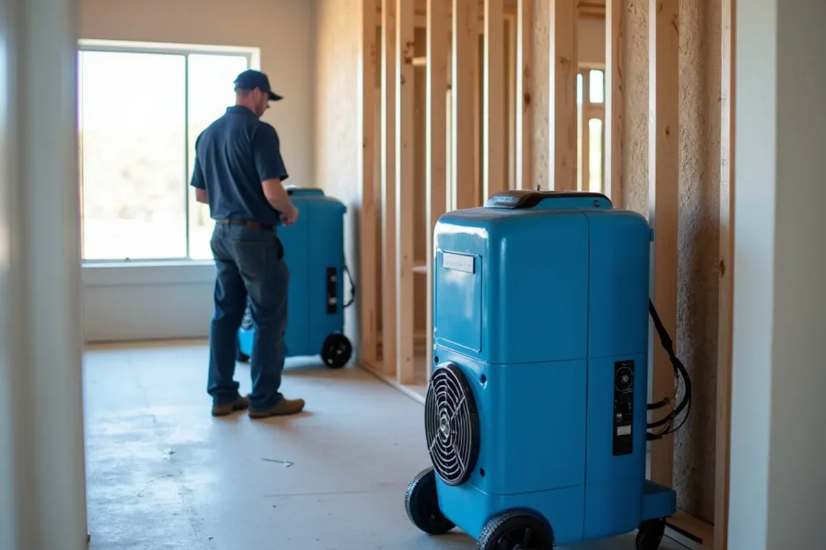 Commercial LGR dehumidifiers running in newly built two story home in Layton