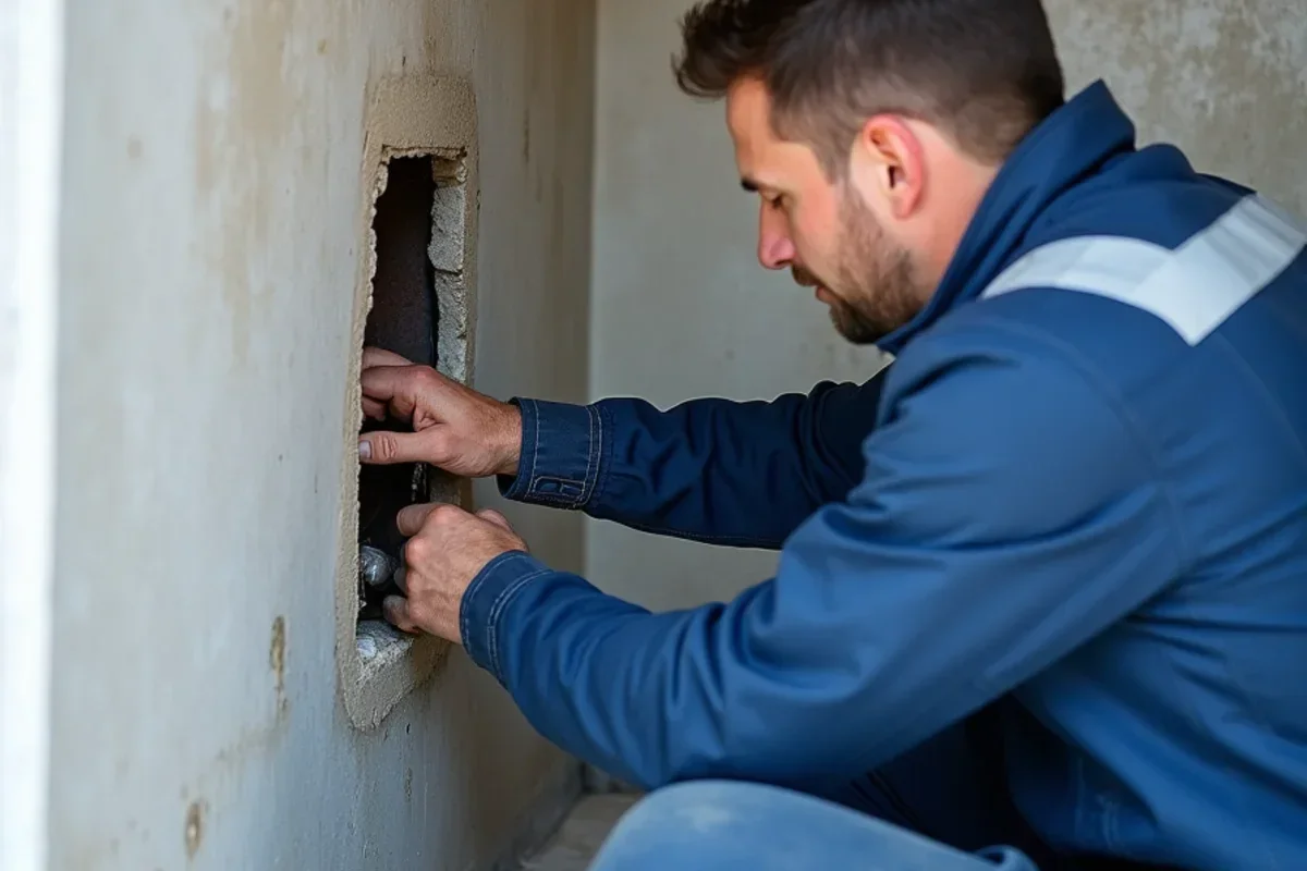 Repairing frozen pipe burst inside cold north-facing wall cavity in Pleasant View