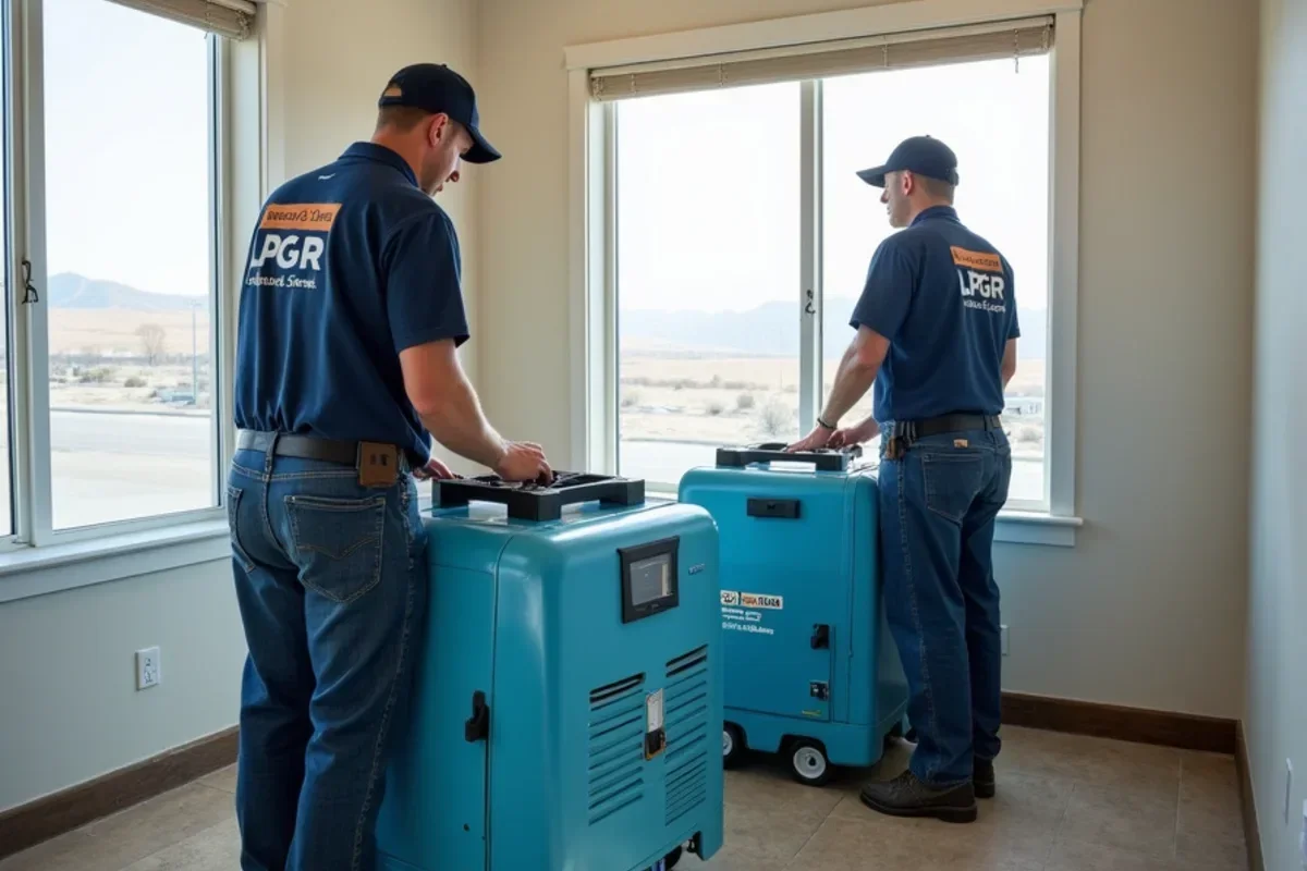 Commercial LGR dehumidifiers running in home near the Great Salt Lake shoreline